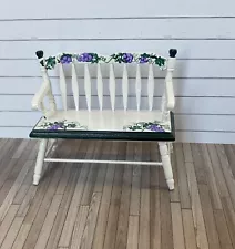 Dollhouse Hand-painted Deacon's Bench GRAPE THEMED 1:12 Miniature Furniture