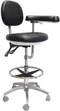 Dental Adjustable Doctor's Stool Assistant Chair +360 Degree Rotation Armrest US