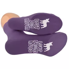 Best Dog Mum Socks Personalised With Name & Dog Ladies Purple Socks UK 3.5-7.5