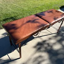 Vintage Leather Massage Table | Retro Spa Furniture | Classic Professional