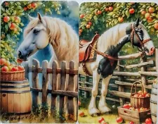 swap cards Modern playing card back Horses and apple trees