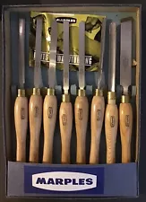 Set Of 8 Vintage Marples 16” Lathe Wood Turning Chisels, Sheffield Eng, NOS