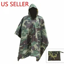 New US Military Woodland Wet Weather Raincoat Poncho Camping Hiking Camo