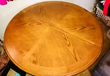 wood round kitchen table w/4 beautiful , detailed embroidery chairs