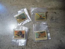 Vintage 1989 USPS Postage Stamp Dinosaur Pins - 4 pack