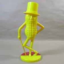 Vintage Mr Peanut Advertising 2 Tone Red & Yellow Plastic Bank 1950's Era