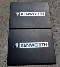 Front Mud Flaps For Kenworth 16" X 14" Black White Logo Rubber MKW-1614-Pair