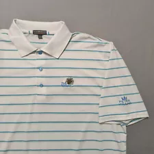 Peter Millar Men's Summer Comfort Polo Pine Needles Logo XL light Blue & White