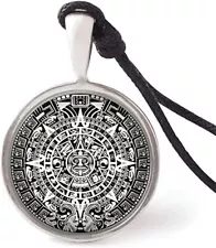 Mayan Calendar Aztec Necklace Pendants South America Pewter Silver Jewelry