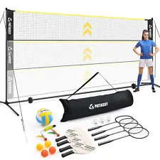 New ListingAdjustable Badminton Pickleball Paddles Volleyball Net Set w/Poles Ball Outdoor