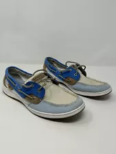 Sperry Top-Sider Bluefish Blue/White Boat Shoes-Leather-Lace Up Womens Size 11 M