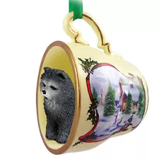 Chow Chow Christmas Teacup Ornament Blue