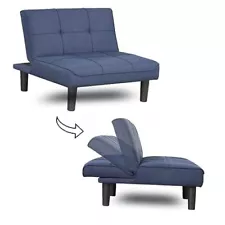 Comfy Mini Couches, Small Recliner Futon Chair with Adjustable Backrest, Blue