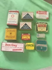 Vintage Medicine Cabinet Home supplies Advertising Tins Lot of 11