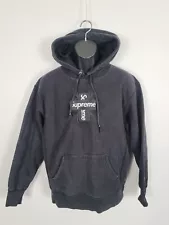 Supreme Cross Box Logo Hoodie Black Embroidered Size Medium Made In Canada