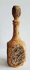 Mid Century Modern Cork Bark Decanter Made In ITALY 13"H