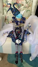 Big Handmade Art Textile ( Xmas) Jester Cat 27” Collectable, Art Doll, OOAK