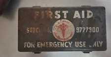 Vintage World War 2 Era U.S. Army Jeep First Aid Kit w/Contents Metal Case