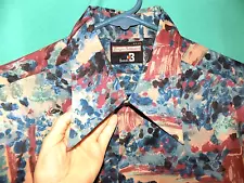 Exc! Vtg 70s BONDS DESIGN DISCO SHIRT, GRAPHICS! TAPER STYLE GENEROUS Sz L