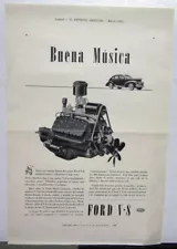 1940 Ford V8 Sedan Flathead Motor Good Music Ad Proof Spanish Text Original