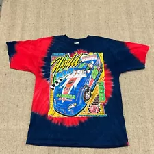 Vintage World 100 Dirt Racing Shirt Mens XL Blue 2000s Tie Dye Cars Race