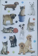 Dog Puppy Pug Cat Kitten Realistic Scrapbook Craft Stickers CUTE!