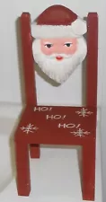 SANTA CLAUSE WOODEN CHAIR WITH "HO! HO! HO!" AND SNOWFLAKES ON SEAT OF CHAIR