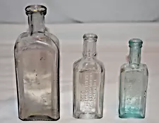 ANTIQUE 1880's-90's EMBOSSED QUACK MEDICINE BOTTLE LOT OF 3