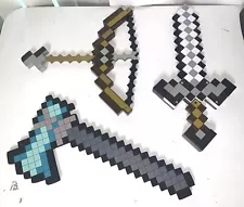 Minecraft Full Size 20 Inch Cosplay Role Play Weapons Bow & Arrow Pick Axe Sword