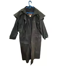 Outback Trading Co Oilskin Duster Western Cowboy L Coat Black Waterproof