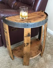 Black Walnut Live Edge Bourbon Barrel Half End Table hand made