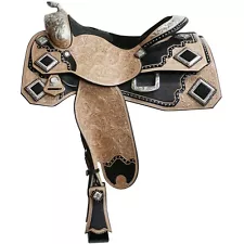 Western show saddle 16" on Eco-leather buffalo on drum dyefinish