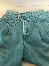 Vintage Rocky Mountain Jeans Women’s 30/11 Teal Green Double Button High Waist