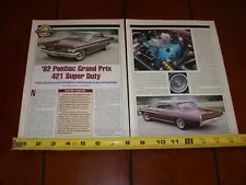 1962 PONTIAC GRAND PRIX 421 SD ORIGINAL 1994 ARTICLE