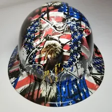 full brim hard hat custom hydro dipped IN AMERICAN MILITARY SALUTE WHO SERVE NEW