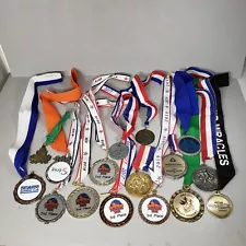 New ListingLot of 16 Marathon Road Race Finisher Medals w/ Ribbons 5k etc Florida USA