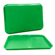 Plastic Eating Food Serving Tray for Cafeteria Lunch Kids, 13.25" x 9.75", Green