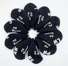 NEW Black 10 PCS 4-9-LPSA Golf Club Iron Neoprene Head Covers for TaylorMade M2