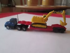 N Scale Low Boy Semi Tractor & Trailer w/Excavator !!!