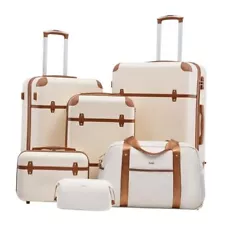 Luggage Set 3 Piece Suitcase Set Carry On Luggage PC 6 piece set White