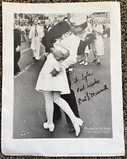 VJ Day Kiss Photo 11x14 Inch Signed By Carl Muscarello WWII Greta Friedman