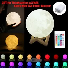 3D Printing LED Luna Night Light Moon Lamp Touch Control USB Charging+Remote 8CM