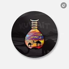 Kuwait Colored Sand Art Bottle | 4'' X 4'' Round Decorative Magnet