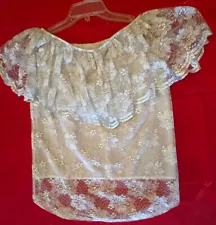 Women's White Off the Shoulder Lace Detailed Cropped Shirt Size Small