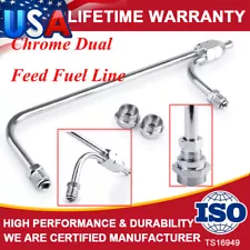 For Holley Carburetor 4150 3/8 Hose SBC Double Pumper Chrome Dual-Feed Fuel Line