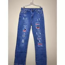 XL American Styled Jeans Ripped Thrashed US Flag