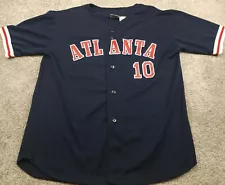 Vintage Chipper Jones Jersey Mens Medium Blue Sport Attack #10 Atlanta Braves