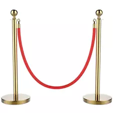 Gold Stainless Steel Stanchion Post Poles Set Crowd Control Barrier 2 Pcs Used