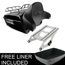 King Pack Trunk Backrest 2 Up Rack Fit For Harley Tour Pak Street Glide 14-24 US