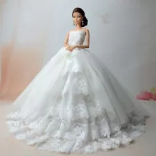 White Floral Lace Wedding Dress For 11.5" Doll Clothes Party Dress 1/6 Doll Toy